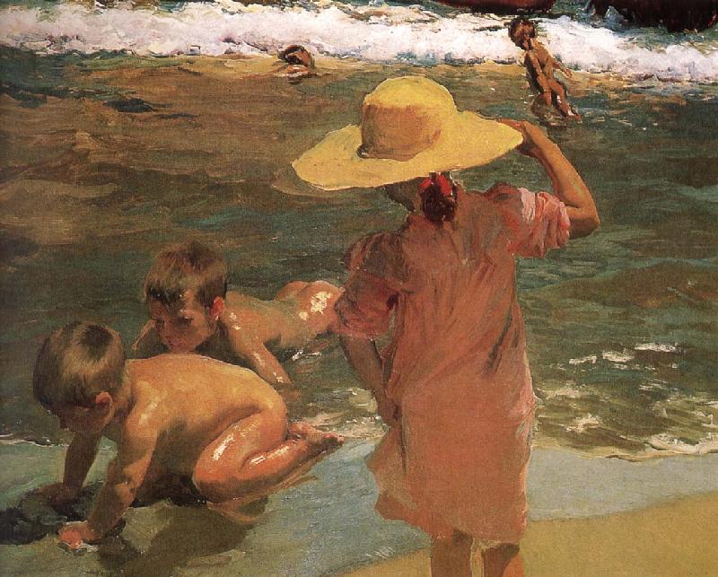 Joaquin Sorolla Children swimming beach